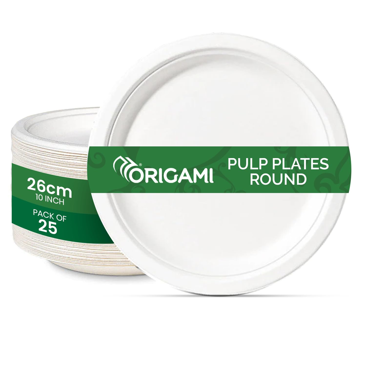 Origami 10 Inch Round Disposable Bagasse Plates | Eco Friendly & Biodegradable Sugarcane Paper Plates | Perfect for Parties, Picnics, and Festive Occasions - (Pack of 2) 50 Pcs (B0DG2XWP9S) Amazon Price History, Amazon Price Tracker