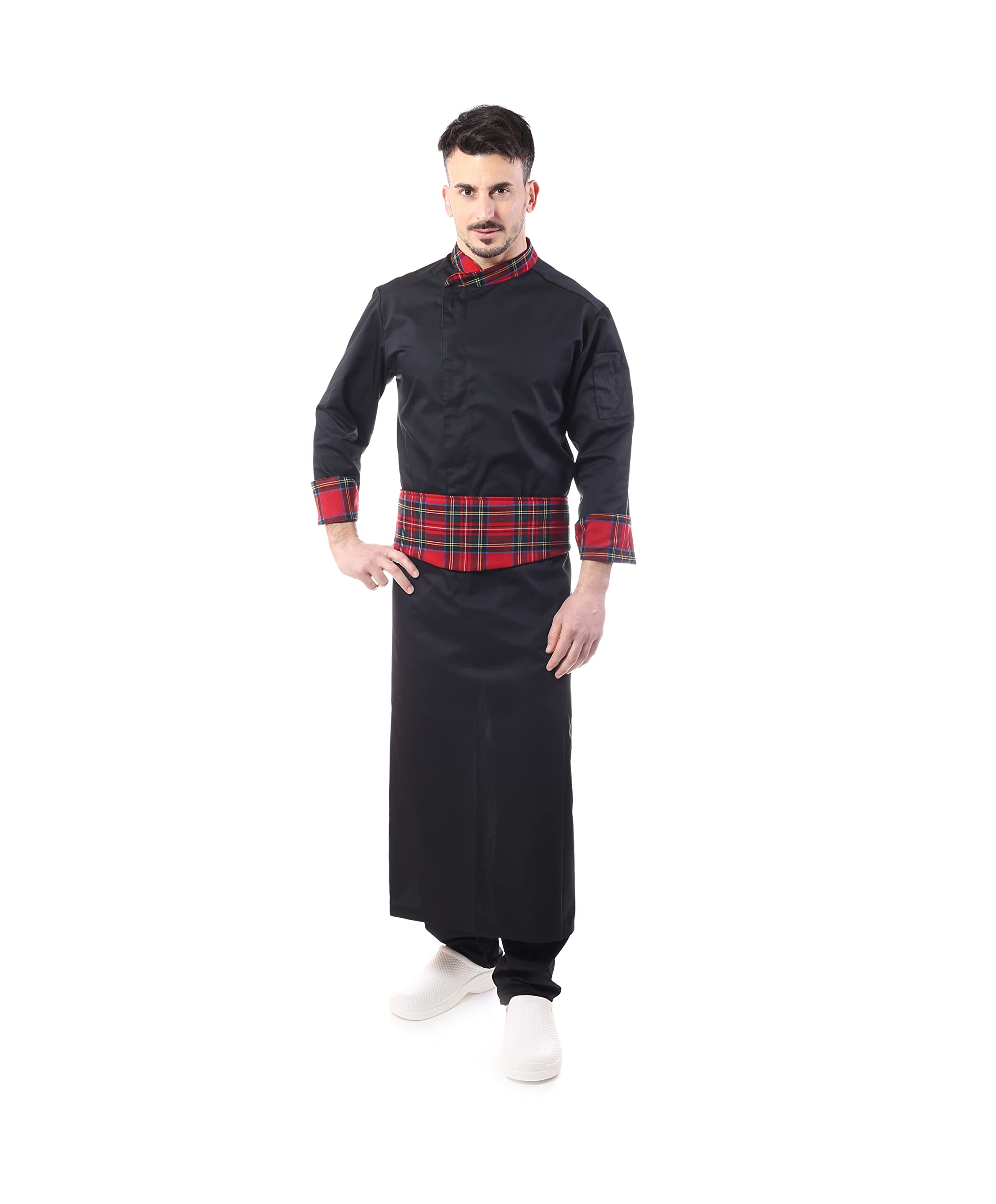 Ricamo Gratuito - Completo Cuoco Uomo - Divisa Chef Personalizzabile - Vari Colori - Giacca, Pantaloni e Grembiule - Uniforme per Cucina e Ristorante - Made in Italy
