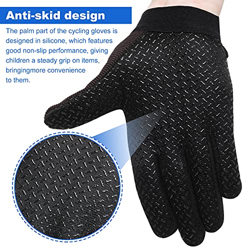 3 Pairs Kids Cycling Gloves Kids Full Finger Bike Gloves Children Sport Gloves Non-Slip Breathable Children Fishing Gloves For Outdoor Sports Camping Climbing Riding Parkour (Black, Red, Brown) #TOP3