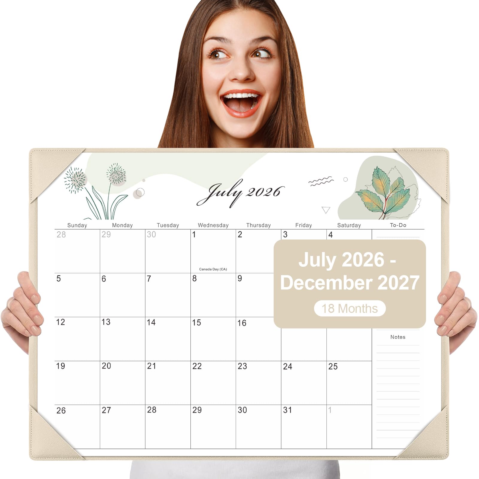 Gannyfer Schreibtischkalender 2025–2026 mit Schreibtischunterlage, 18 Monate, großer Tischkalender, 55,9 x 43,2 cm, Schreibtisch-Pad-Kalender für Planung und Organisation in Ihrer Familie, Schule oder