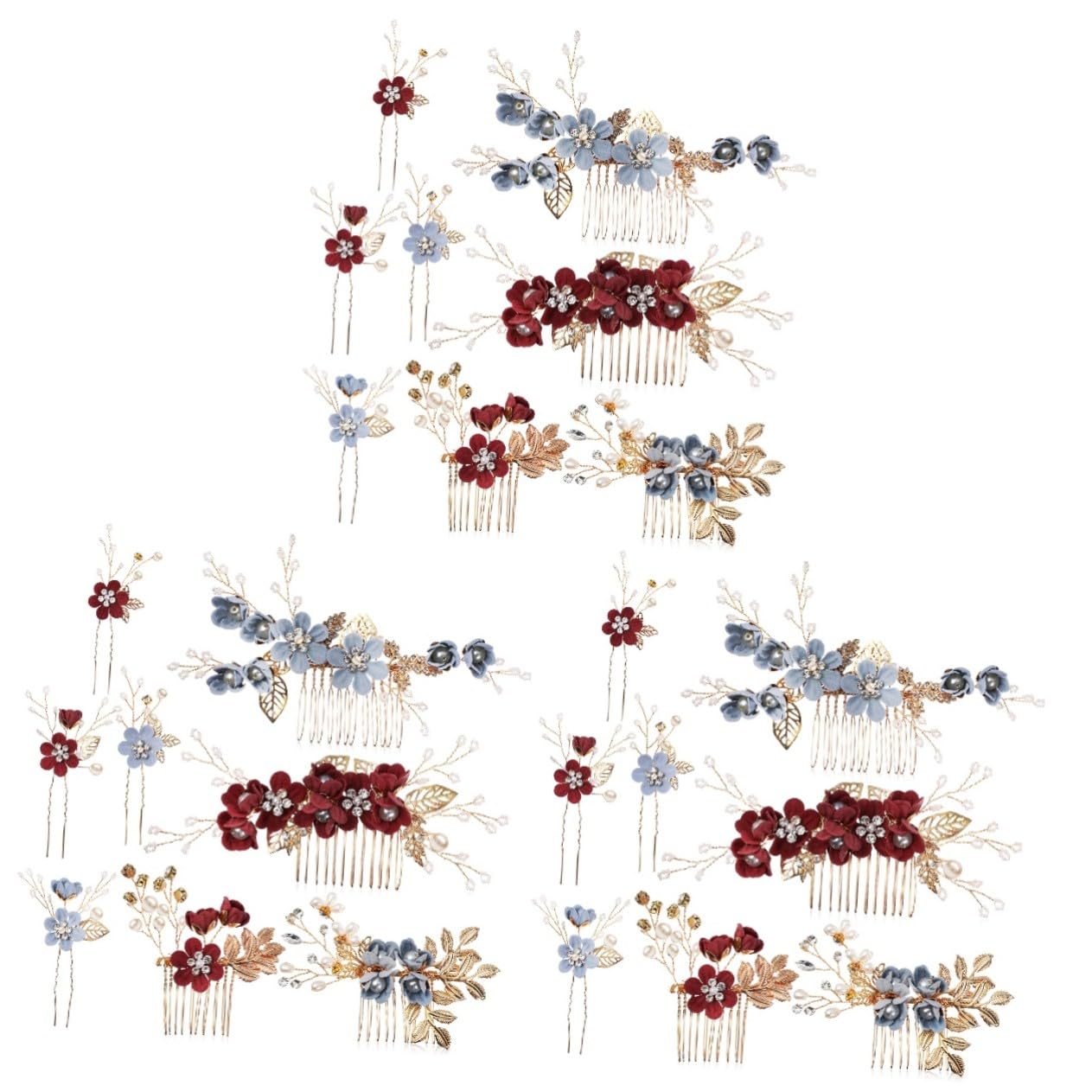 VICASKY 6 Ensembles Set de Peignes et Pinces à Cheveux de Mariage avec Perles Fleurs Accessoires Délicats pour Mariée Bijoux Coiffure Élégants