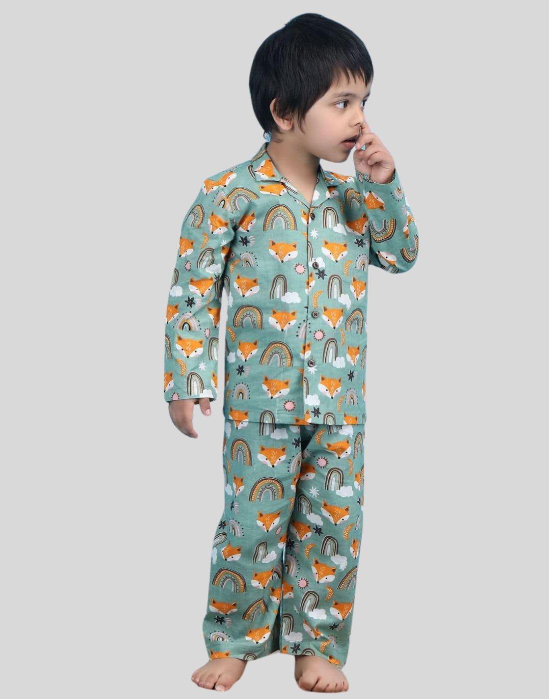 POLKA TOTS Full Sleeve Night Suit for Baby Kid - Green - 5-6 Y - Image 3 thumbnail