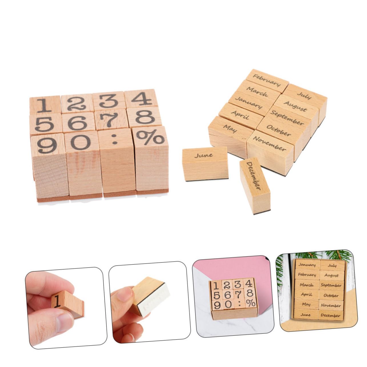 jojofuny 10 Set decorazioni in francobolli di legno francobolli del giornale journaling timbro pianificatore fornitura di album francobolli numerici fatti a mano gomma da cancellare