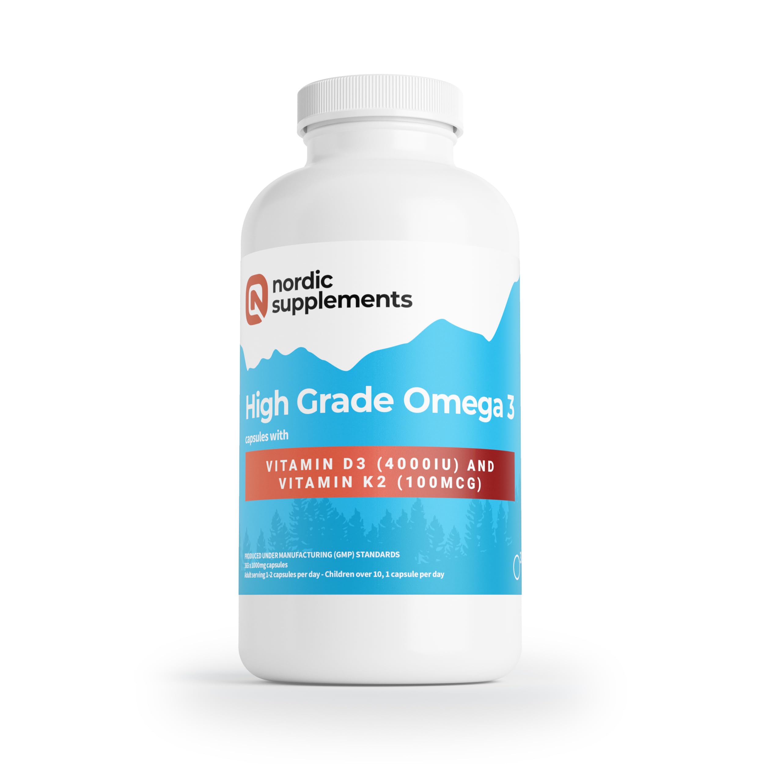 Omega 3 Fish Oil 1000mg with Vitamin D3 4000IU & K2 MK-7 100µg – High Strength Triple Formula for Heart, Brain, Vision, Immune & Bone Health – 365 Capsules – Burp-Free & Ultra-Pure