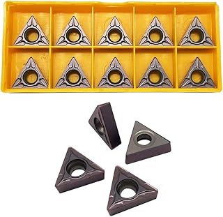 GBJ 10pcs TCMT32.52 TCMT16T308 Bronze R0.8 Carbide Inserts External Turning Inserts Cutting Tools for Steel Parts and Stainless Steel for STFCR Turning Tool Holder (TCMT32.52 (brozen))