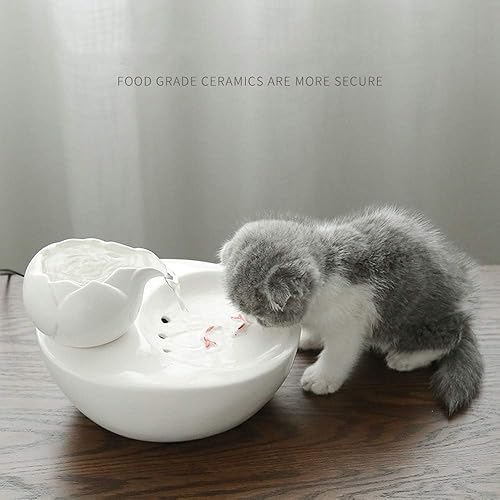 Miniatura 5 de TISTIK Ceramics - Fuente de agua para gatos con bomba ultrasilenciosa y filtro, dispensador automático de agua para mascotas de 1.3 litros para