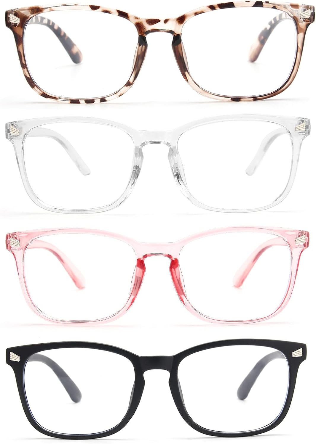 CCVOO 4 Pack Blue Light Blocking Reading Glasses, Anti