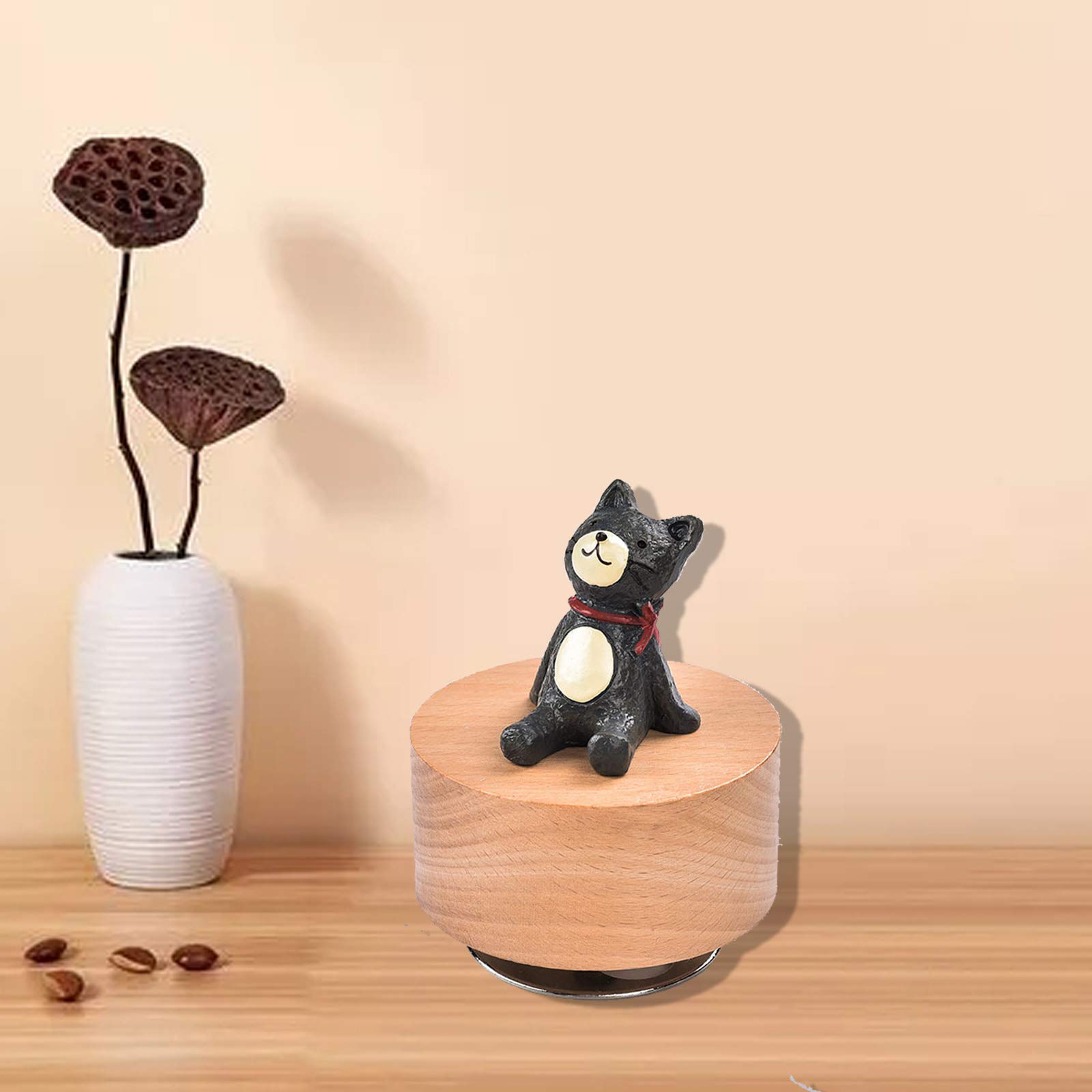 Amazon.co.jp: CDIYTOOL ミニ木製動物ロータリーオルゴール かわいい猫 