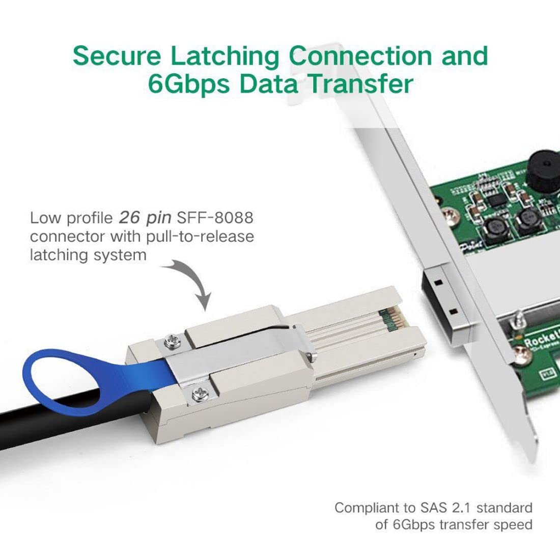 chenyang Câble SFF-8088 vers SFF-8088, câble d'extension externe Mini SAS SFF-8088 26 broches 4 voies pour disque de données RAID multivoies 6 Gbit/s