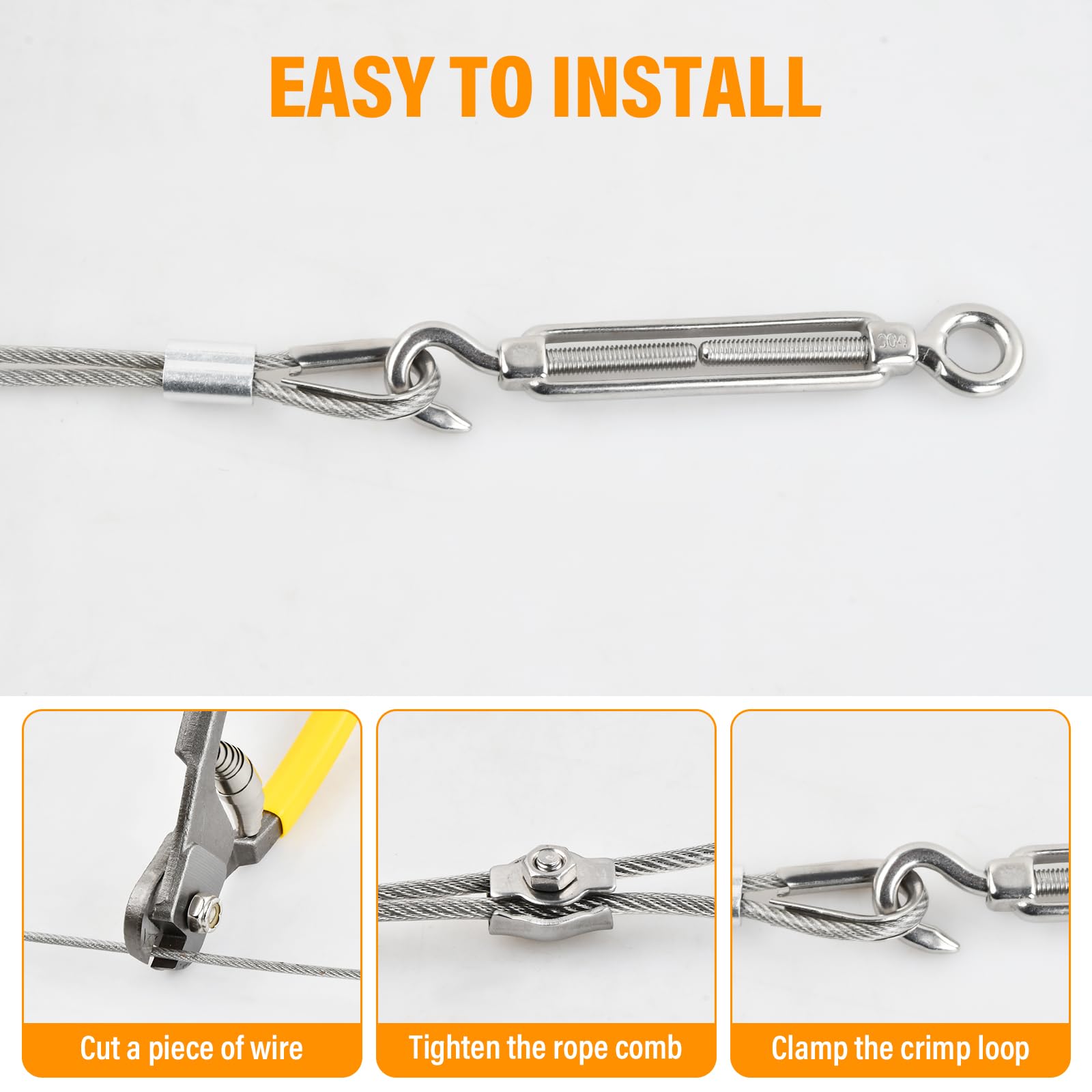 Lumonic Funi Metalliche In Acciaio Inox V4A 7x7, Diametro 1mm, Lunghezza 5m, Con Estremità Stagnate, Per Tende, Stendibiancheria, Sostegni