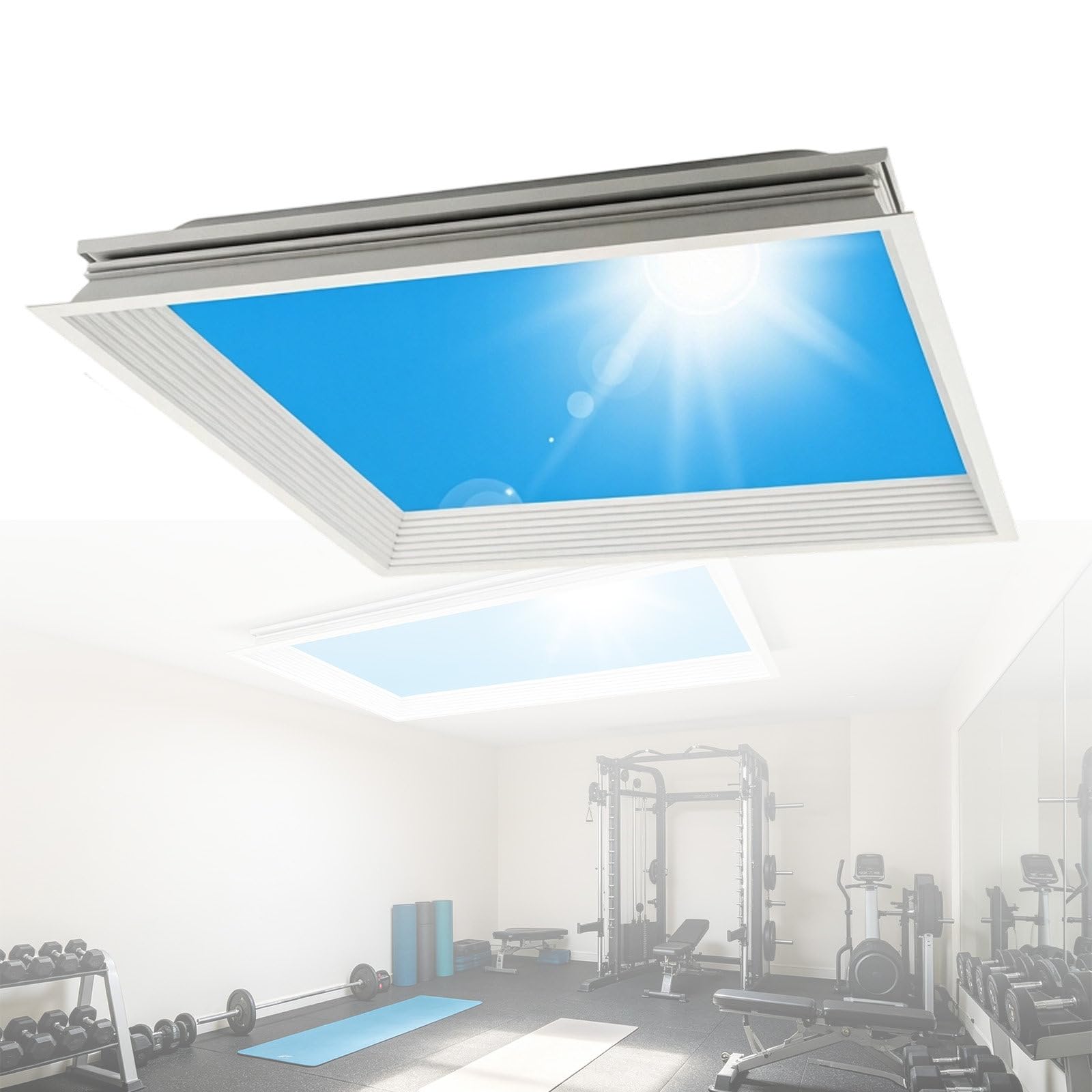 Plafonnier bleu ciel dimmable étanche en aluminium de 62cm