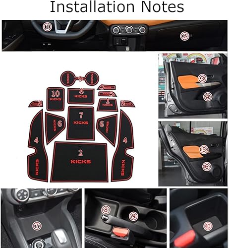 Miniatura 6 de Kakash Accesorios interiores personalizados para Nissan Kicks 2017, 2018, 2019, 2020, tapete de almacenamiento para puerta, tapete de ranura para
