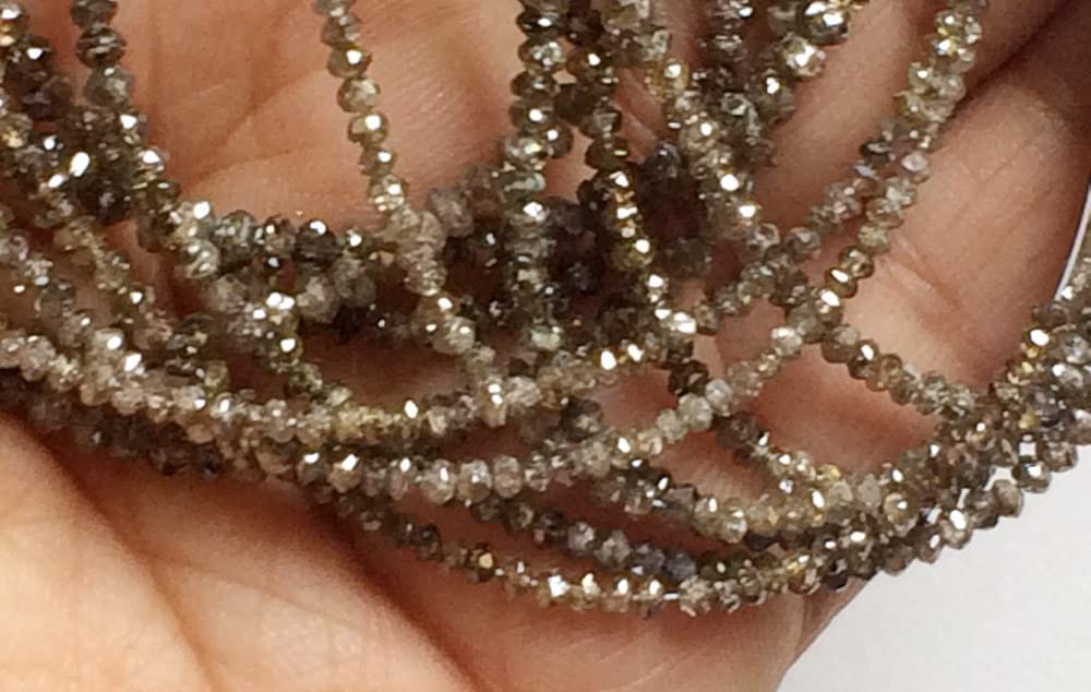1,5-2,5 mm brązowe musujące koraliki z fasetowanych diamentów, brązowe koraliki z fasetowanymi diamentami Rondelle, brązowe koraliki do biżuterii (opcje od 4 cali do 16 cali), 1,5 MM - 2,5 MM