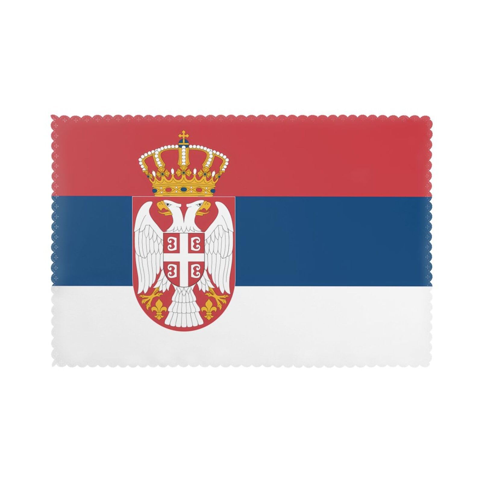 Flag of Serbia Placemat set of 6, oil-proof and insulated dining table placemats, washable and wipeable.