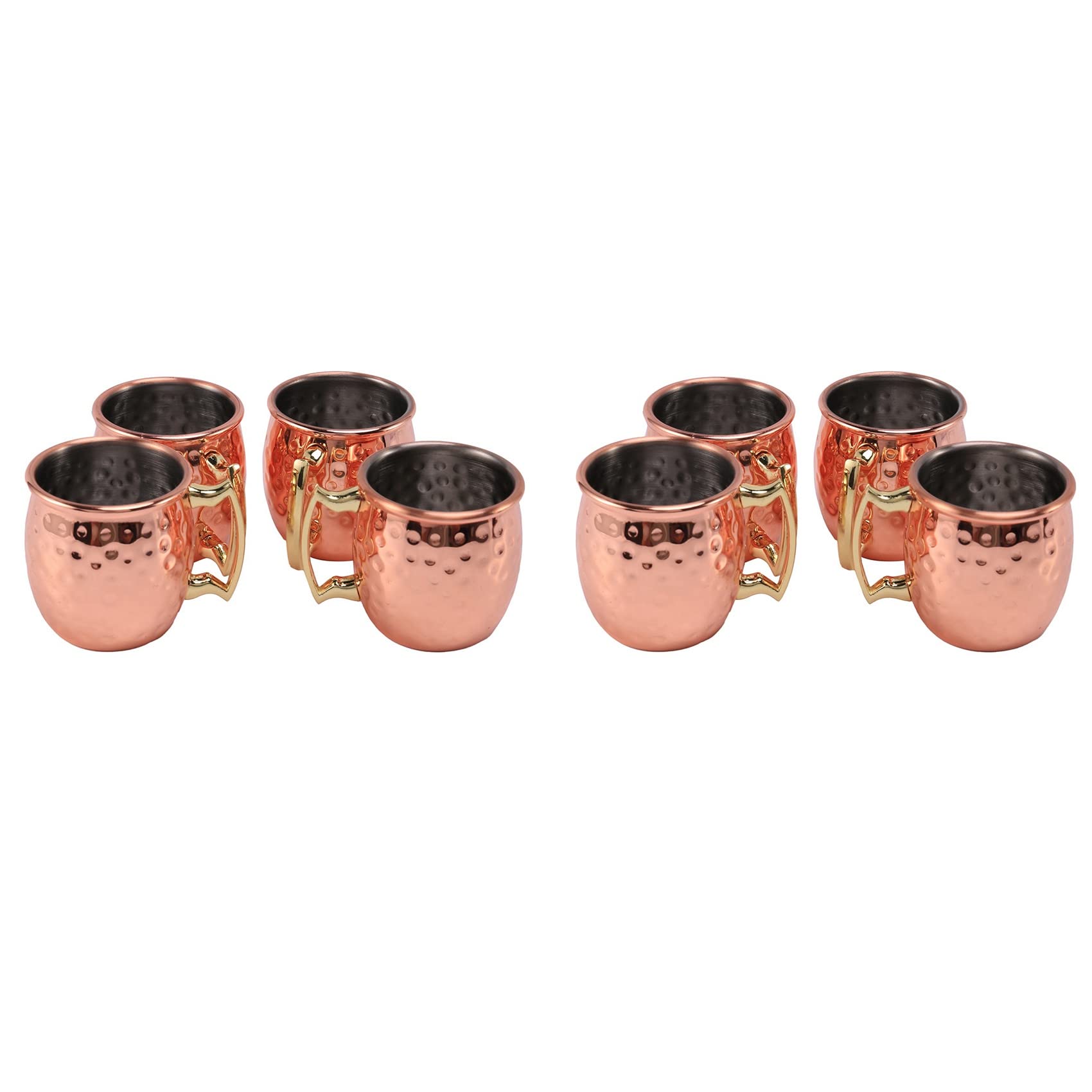 Wlauqueta Mini 2 oz Stainless Steel Moscow Mule Mugs Espresso Mini Cups Copper Gold-Plated Mug Shot Cups Set of 8
