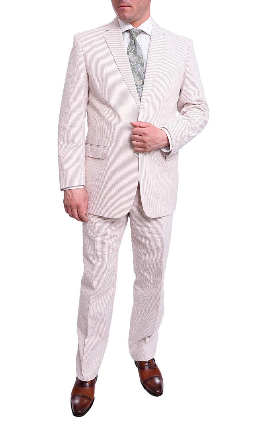 Emigre Men's 100% Cotton Striped Seersucker Suit