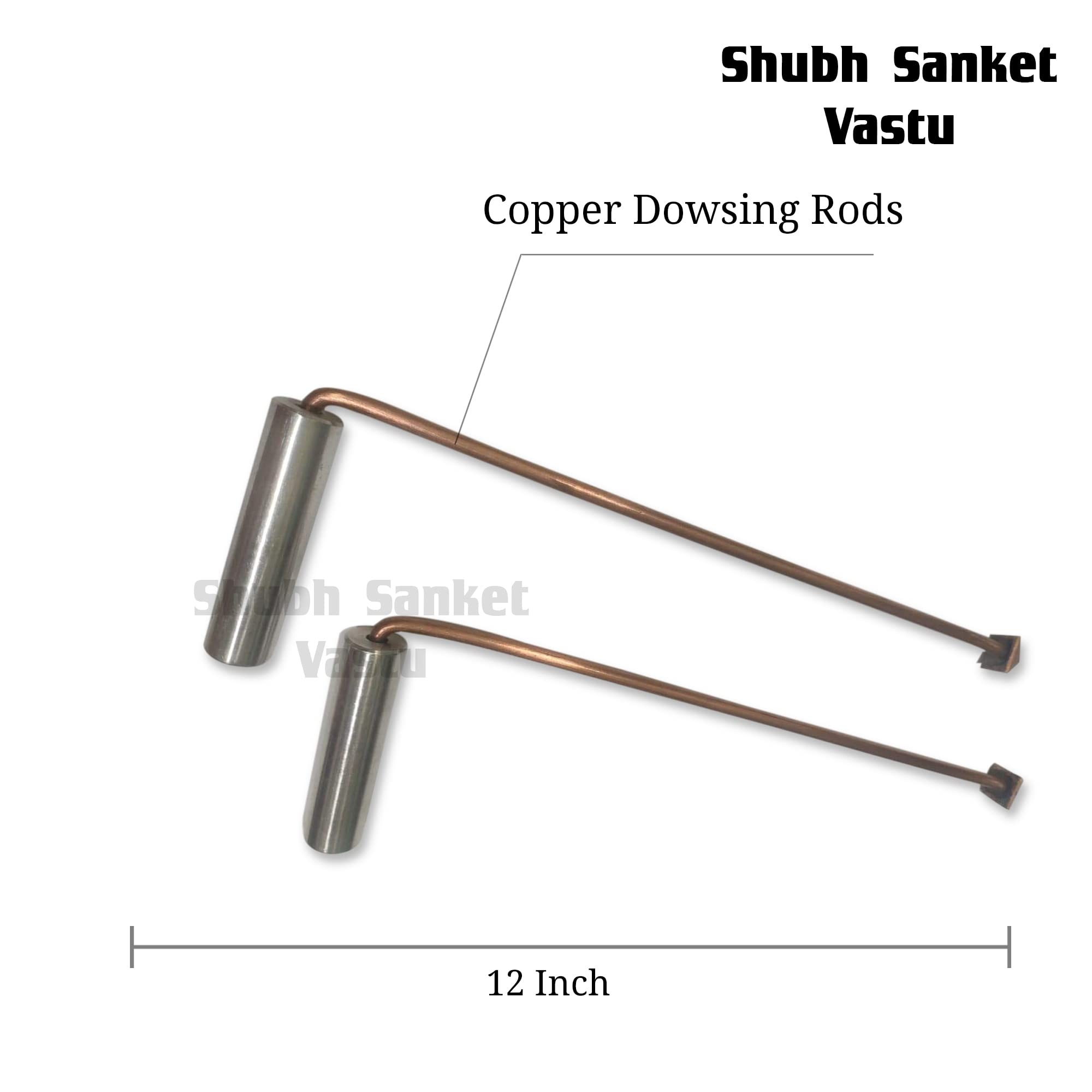 Shubh Sanket Vastu L-Shaped Copper Dowsing Rods with Aluminium Handles- 12inches (Consists 2 Rods)