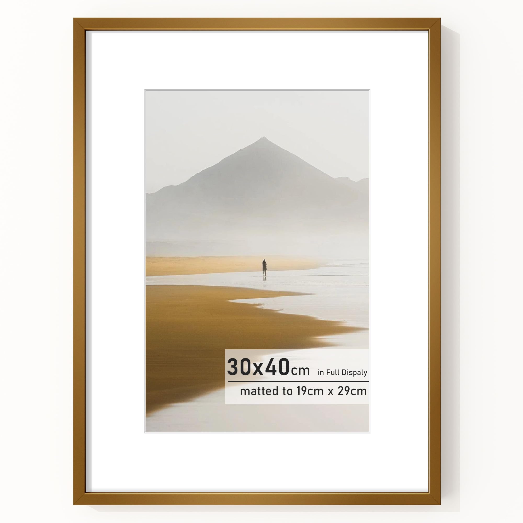 Metal Picture Frame 19x29cm with Mat or 30cm x 40cm Without Mat, Upgrade Aluminum Photo Frames, for Wall Mounting, Wall Hook Hanging Hardware Included, Bronze