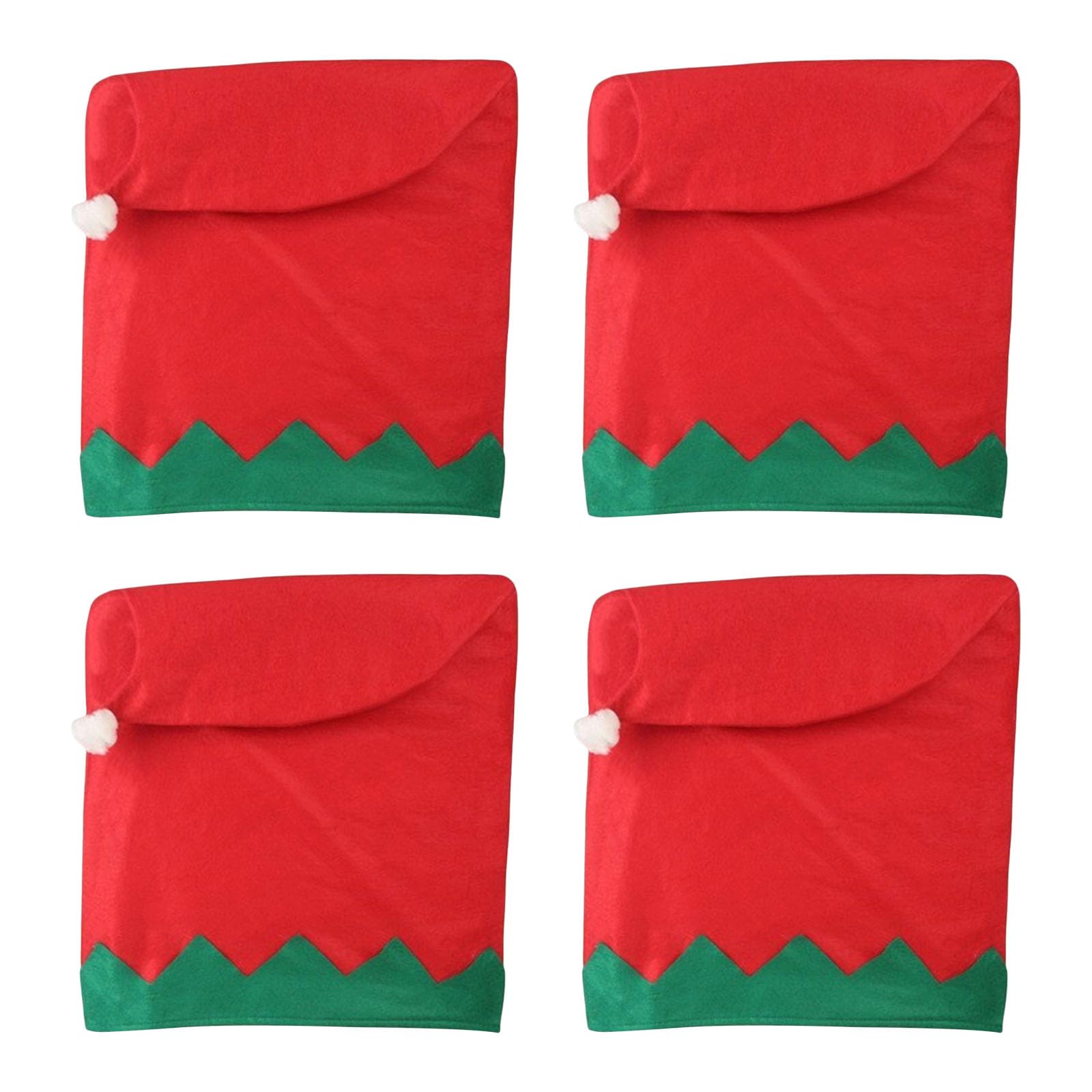 Hsioluted Christmas Themed Redness Green Chair Back Slipcovers with Santa Hat Chair Cover for Home and Party Decoration Plushes Cover