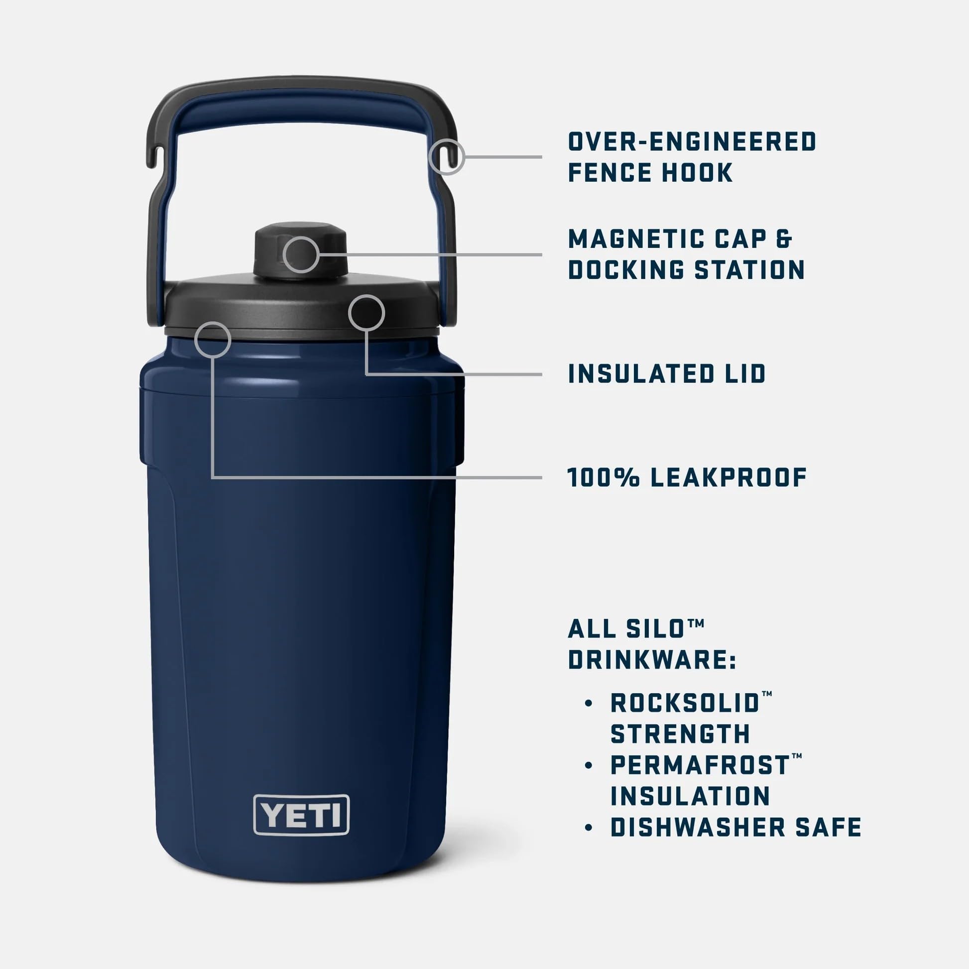 YETI Silo Carafe avec bouchon MagDock Chug, noir, 1,89 l