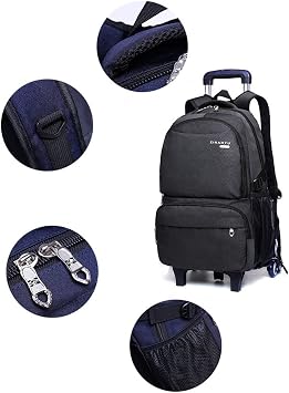 Trolley School Backpack-Kids Rolling School Bag with Wheels for Kids Boys Girls 6 Wheel,A
