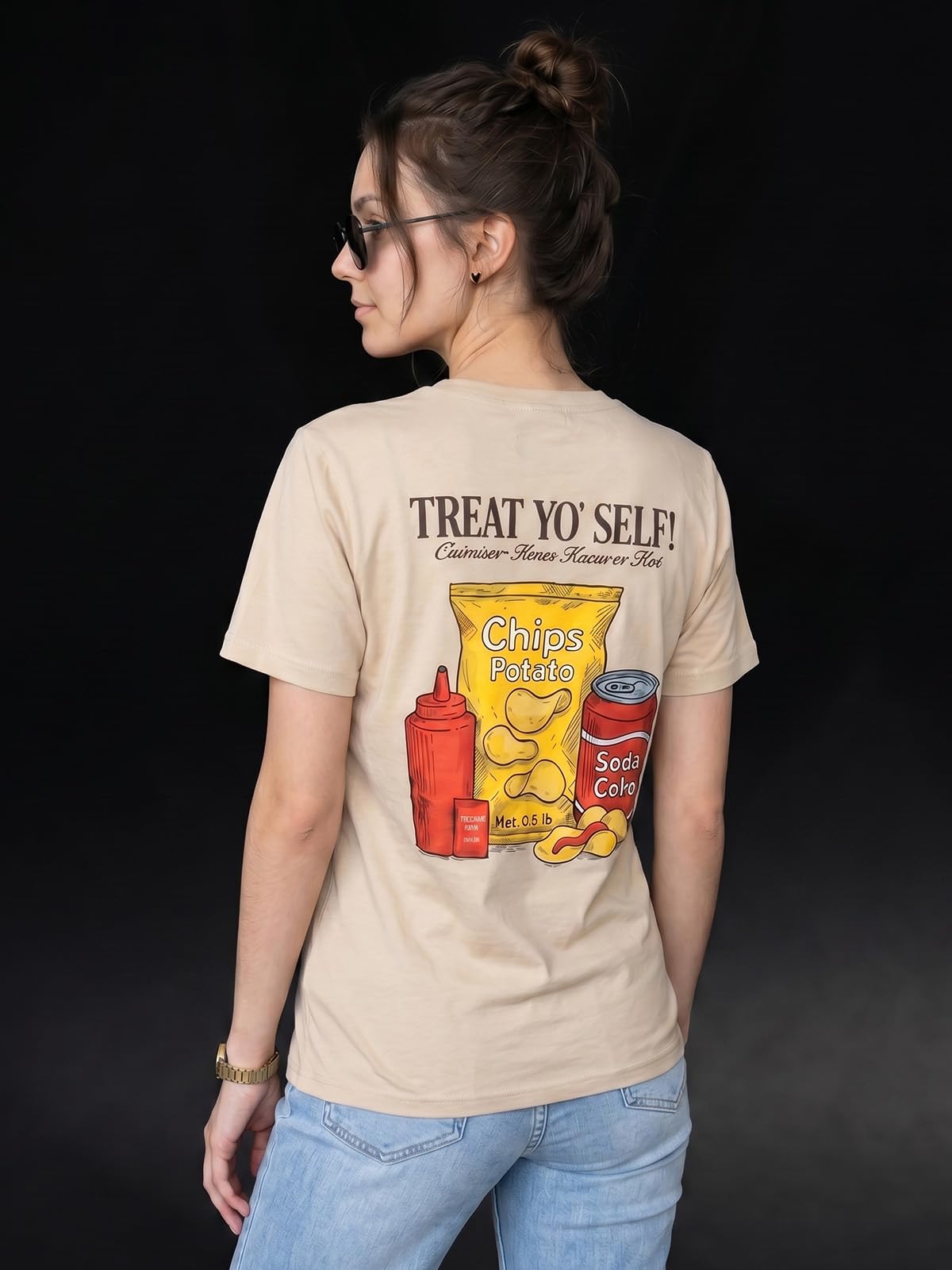 JUNEBERRY® Camiseta de mujer de corte regular estampado de algodón puro, suave, transpirable, informal, cuello redondo, elegante para todos los días (tallas S a 2XL)