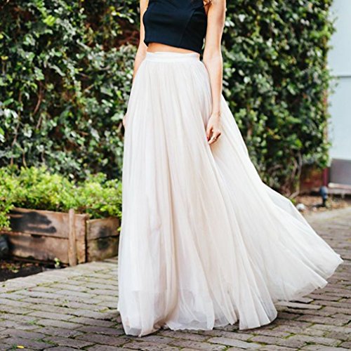 WDPL Women's Maxi Summer Chiffon Retro Solid Beach Skirt Bridal Wedding Skirt3