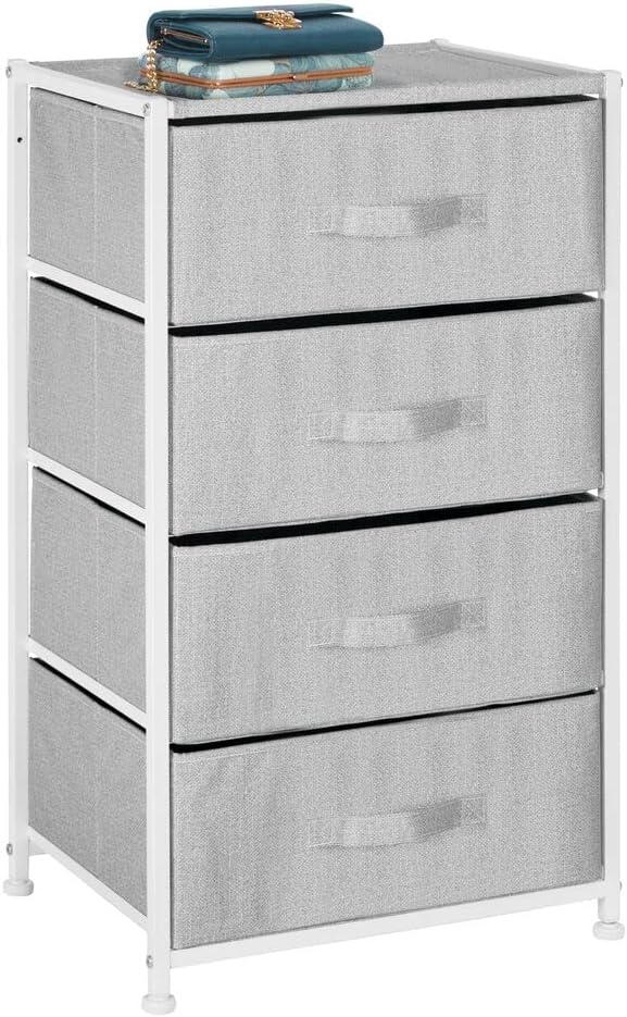 mDesign Armario con cajones de tela Cajonera de tela con estructura de metal y 4 cajones