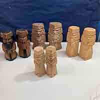 アイヌ   木彫り   置物 縁起物 天然木 アイヌ木彫置物(台座付)ニポポ人形 北海道 昭和