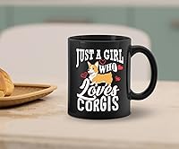 Vista 2 de Just A Girl Who Loves Corgis - Taza de cerámica de 11 onzas, bonita taza de té de café con perro Corgi, decoración de oficina para el hogar
