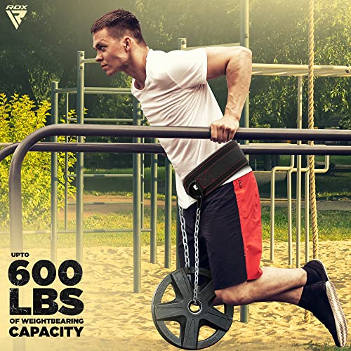 Rdx Dip Belt For Weight Lifting, Heavy Duty 36 Inch Adjustable Steel Chain, Dipping Belt Chin Pull Ups Gym Training Bodybuilding Powerlifting Fitness Workout, 6” Padded Neoprene Back Support Men Women #TOP6