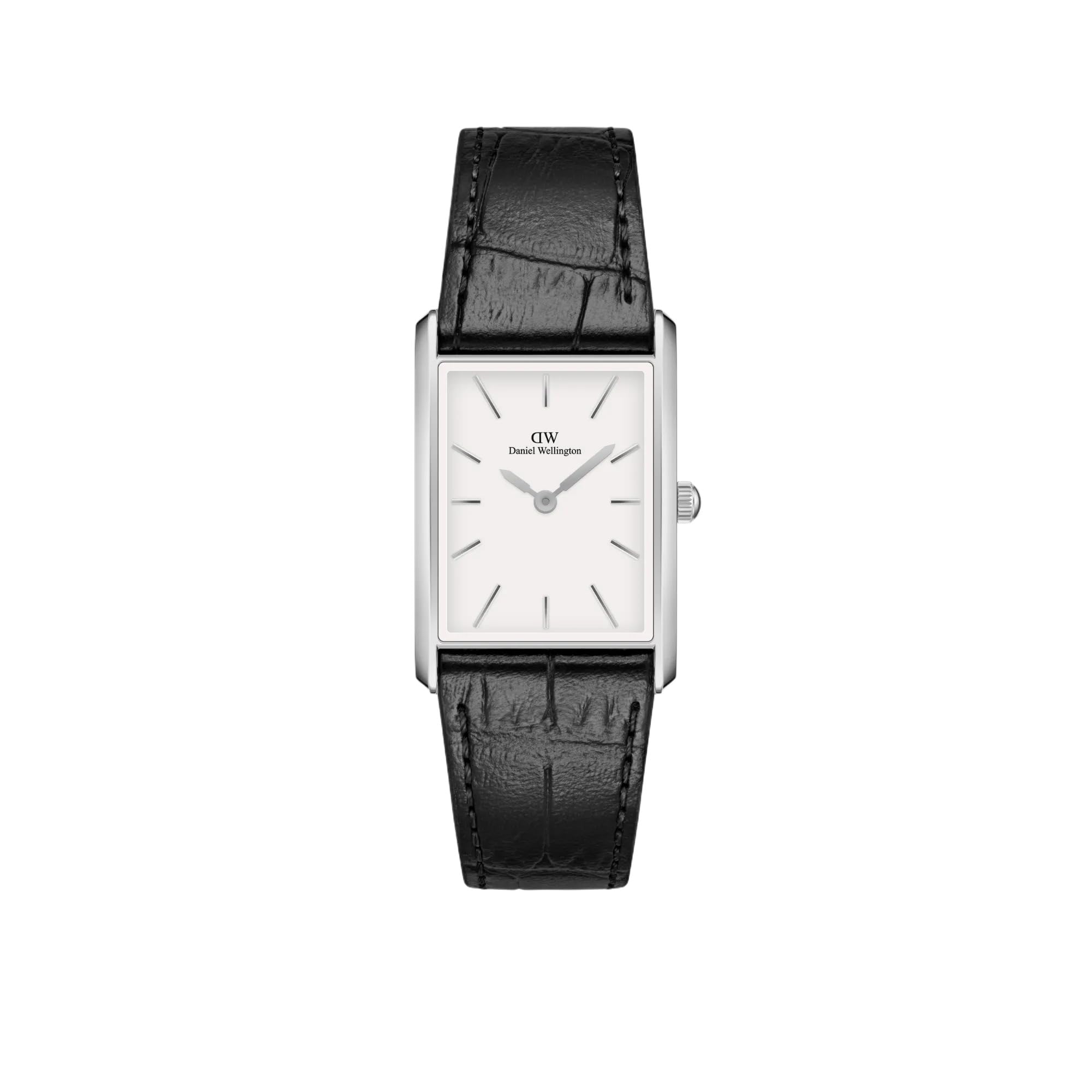 Bound Analog Watch for Man with White Rectangle Dial & Black Leather Strap Band Water Resistant Men's Wrist Watches - DW00100697K