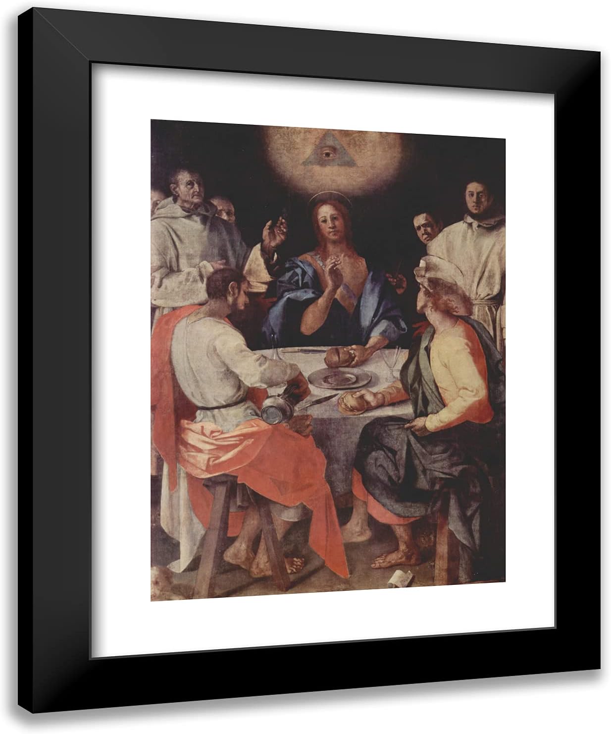 ArtDirect Pontormo, Jacopo 20x24 Black Ornate Framed Art Print with Double Matting Titled: Last Supper at Emmaus