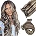 Clip in Hair Extensions 7pcs 70g Set #2/613 Dark Brown with Bleach Blonde Highlights Silky Straight Top Grade 7A Clip-in Hair Balayage Remy Hair Extensions for Women