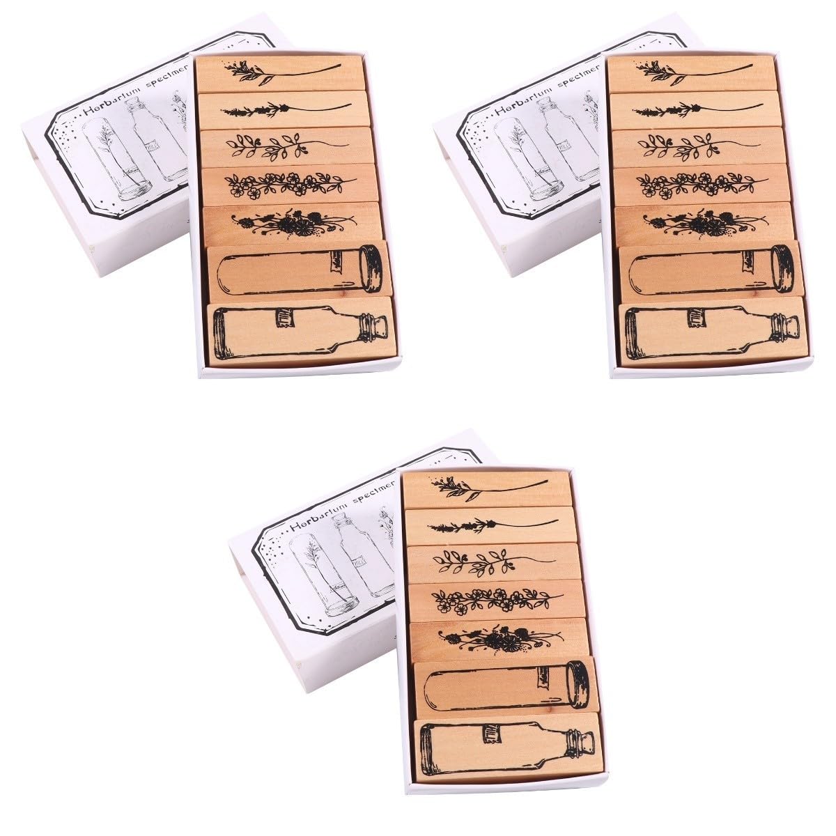 ARTIBETTER 3 Stück Vintage Holzstempel für Pflanzen Dekorative Stempel für Scrapbooking und Briefkarten Robustes Holzmaterial für Bastelprojekte Vielfältige Designs