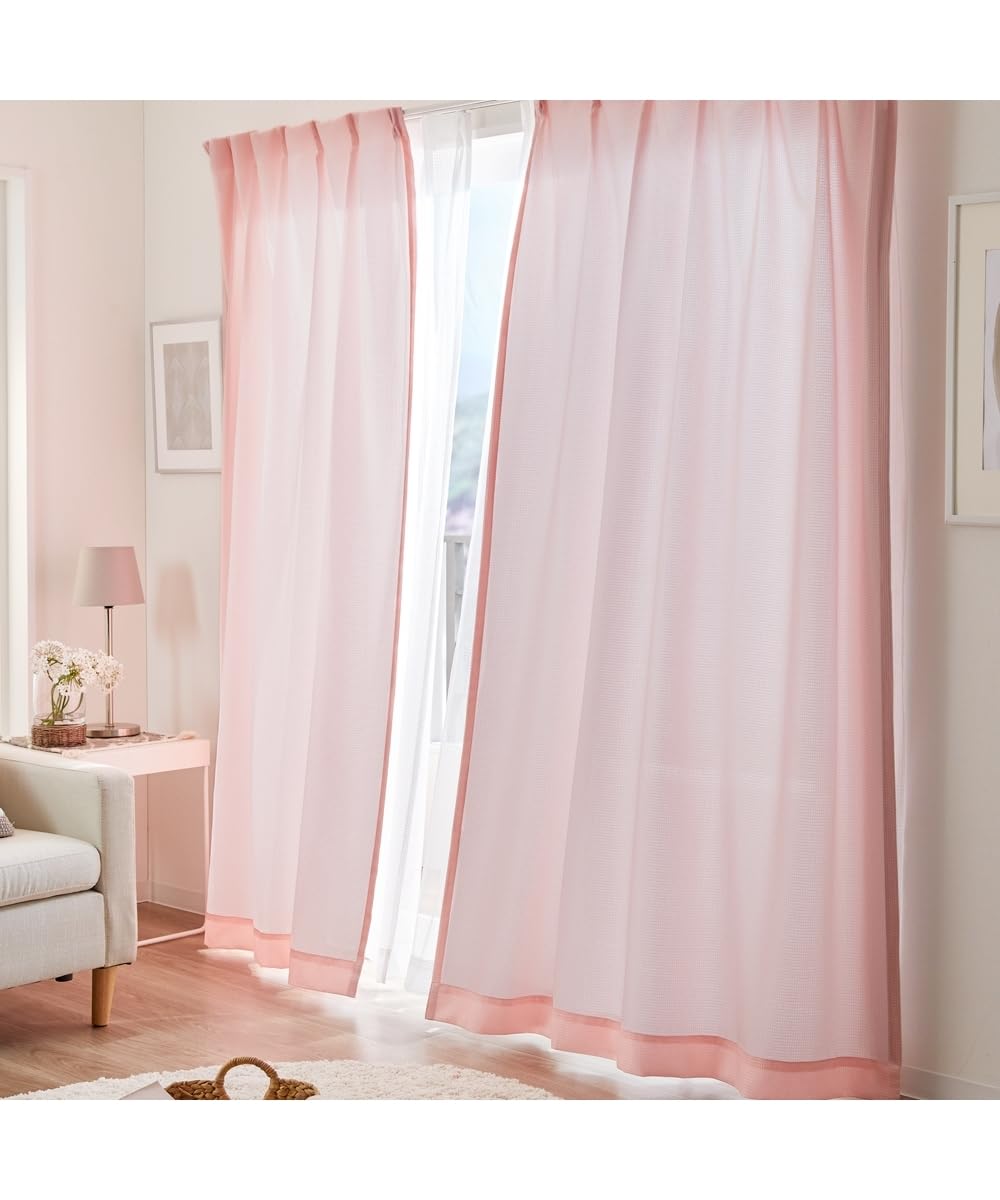 Amazon｜[ニッセン] カーテンワッフル ライトピンク 16・幅100×長さ