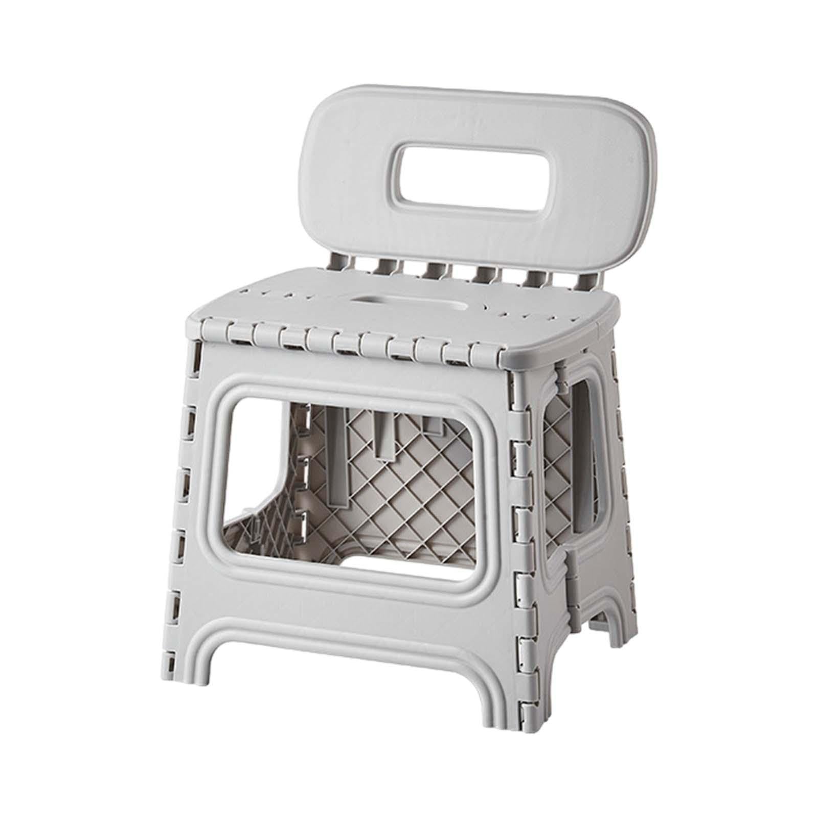 Silla Plegable para Visitas Taburete Ligero con Respaldo Fácil de Guardar Adecuado para Espacios Pequeños Salón O Terraza, Gris Blanco, Individual