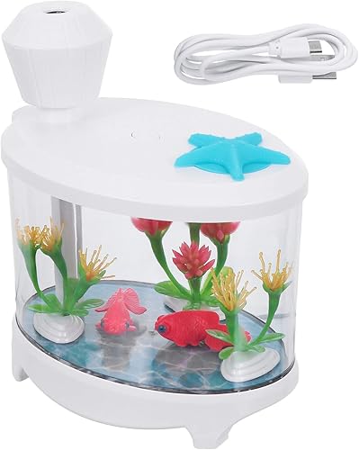 Healifty Humidificador USB creativo tanque de peces planta difusor de aceite esencial hogar mini humidificador de aire luz nocturna para regalos