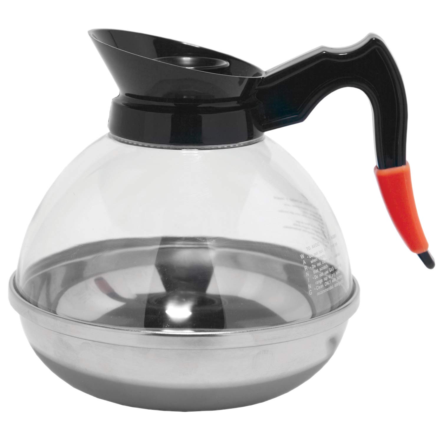 Service Ideas PCB18 Coffee Decanter with Removable Orange ID, 1.8 L, Clear Plastic/Stainless