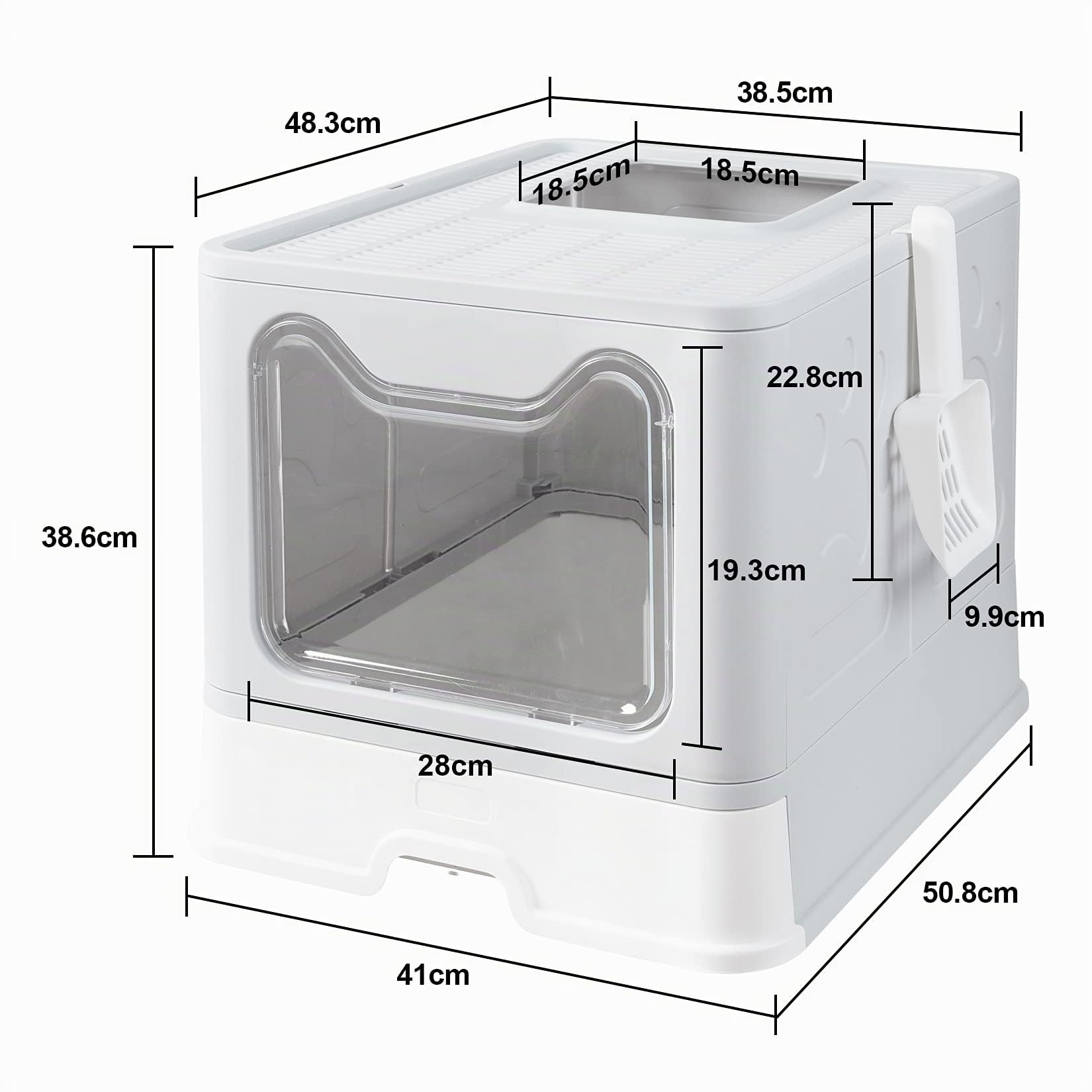 BingoPaw Bac Litière Chat XXL: Maison de Toilette pour Chats Anti Odeur Caisse Litière Fermée Grande Taille avec Filtre Tiroir et Pelle 51 x 41 x 38 cm