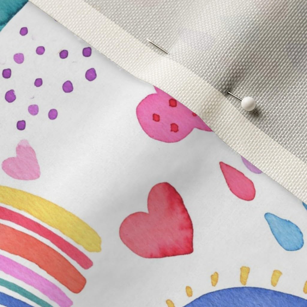 Spoonflower Fabric - Rainbows Sky Multicolored Happy Kids Printed on Upholstery Velvet Fabric Fat Quarter - Upholstery Home Decor Bottomweight Apparel