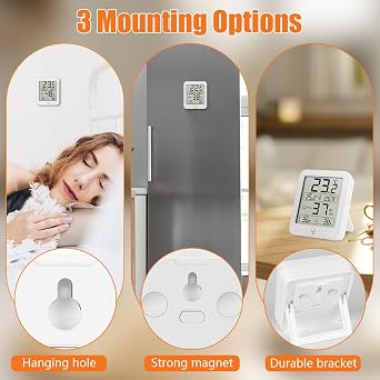 HOTUT Digital Room Thermometer Indoor Hygrometer, Digital Hygrometer with Max and Min Records for Temperature and Humidity, Temperature and Humidity Monitor for Home, Bedroom, Baby Room, Office