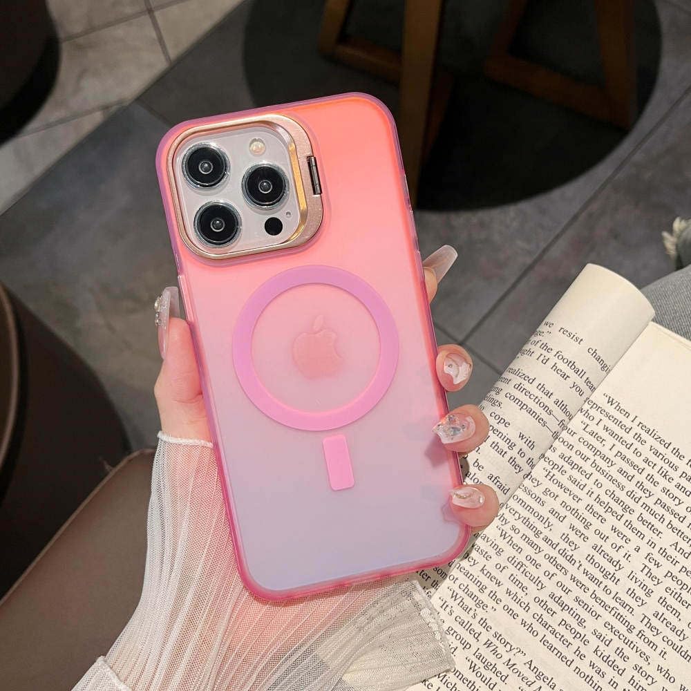 Coque Mate Rose pour iPhone 15 Pro Max et 14 Plus avec Protection Objectif Magnétique