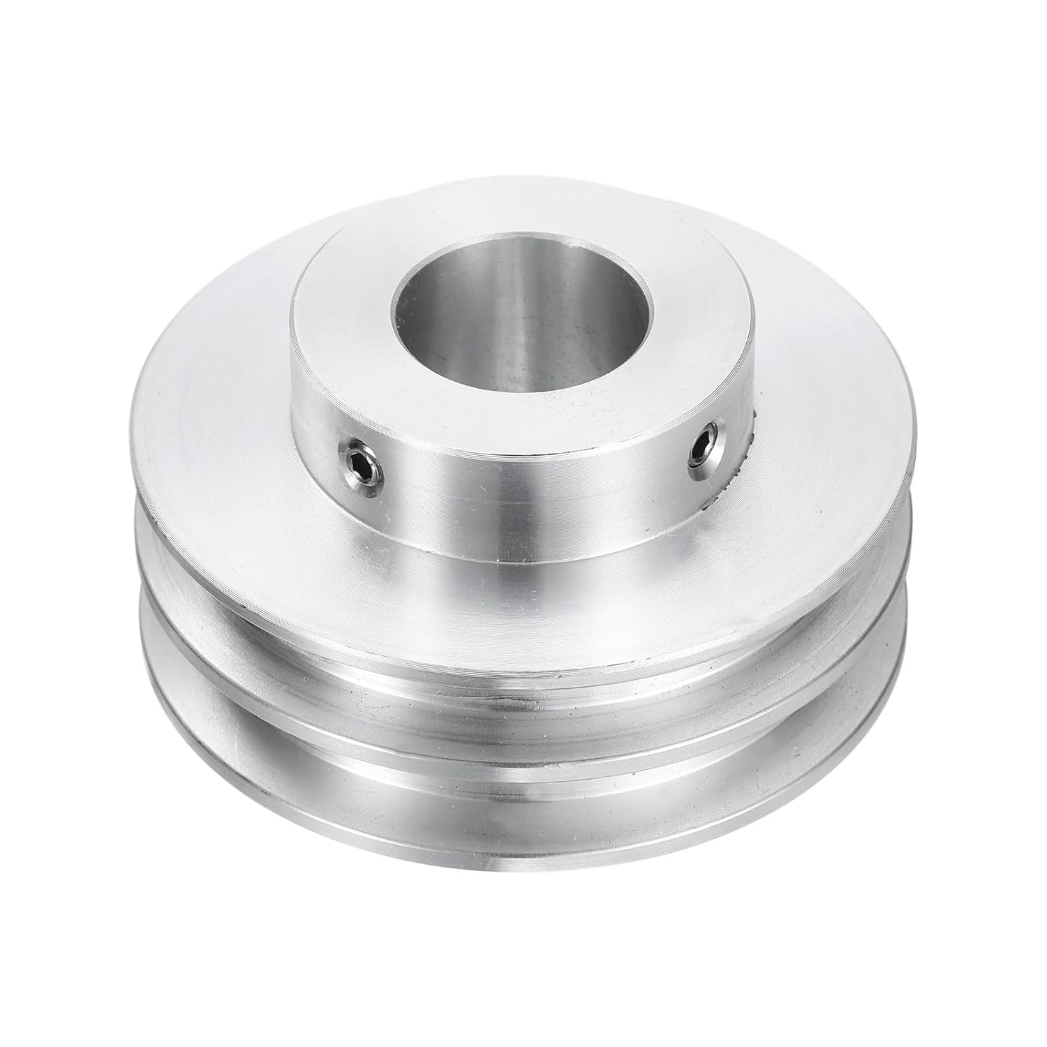 uxcell V-Type Pulley 19mm Bore 60mm Outer Dia Double Groove Aluminum Alloy for Motor Shaft Drilling Machine 6mm(1/4") PU Shape Belt