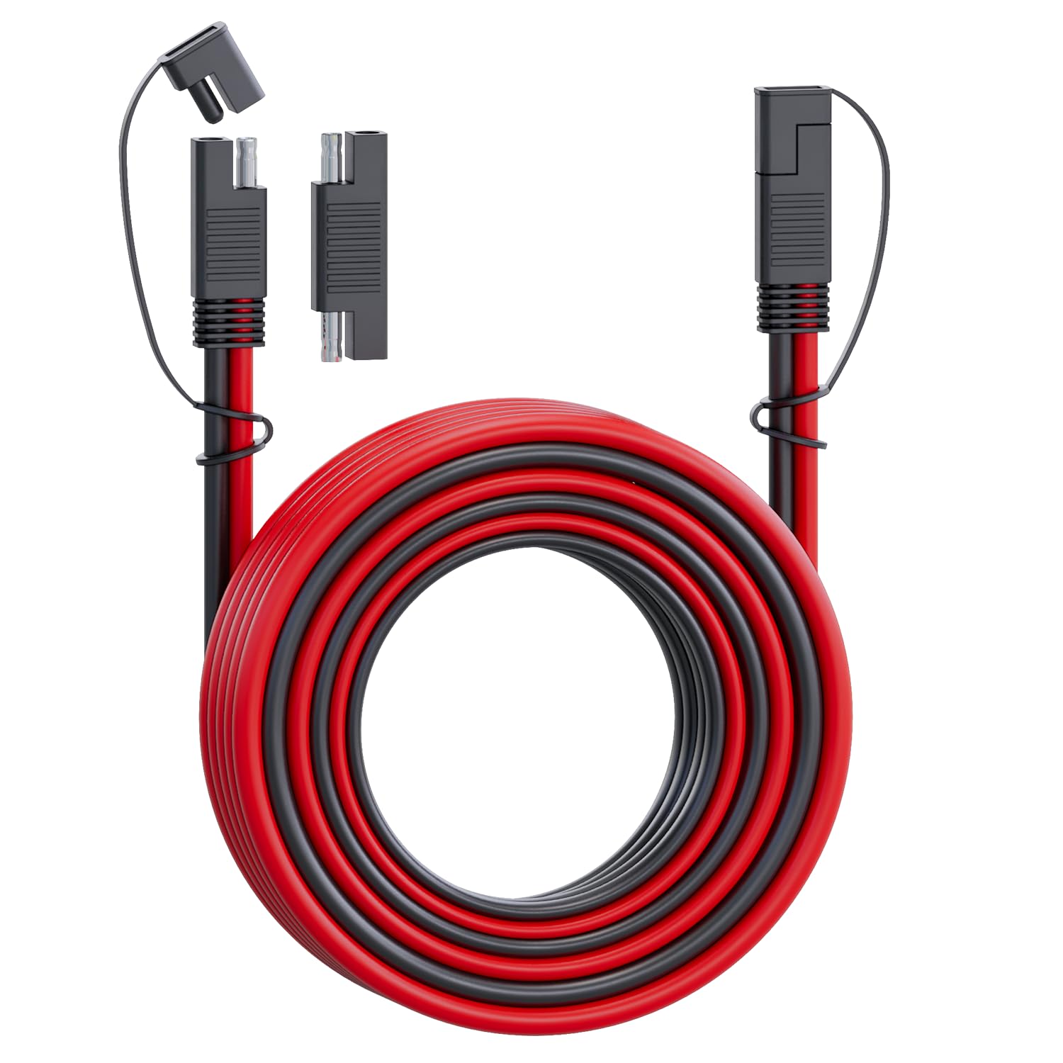 MADCATZ 20 Ft - 10 AWG SAE to SAE Extension Cable Quick Disconnect Connector Wire Harness for Automotive, Solar Panel SAE Plug RV, Charging Adapter, Battery (1 Pc with 2 Cover 1 Adapter)