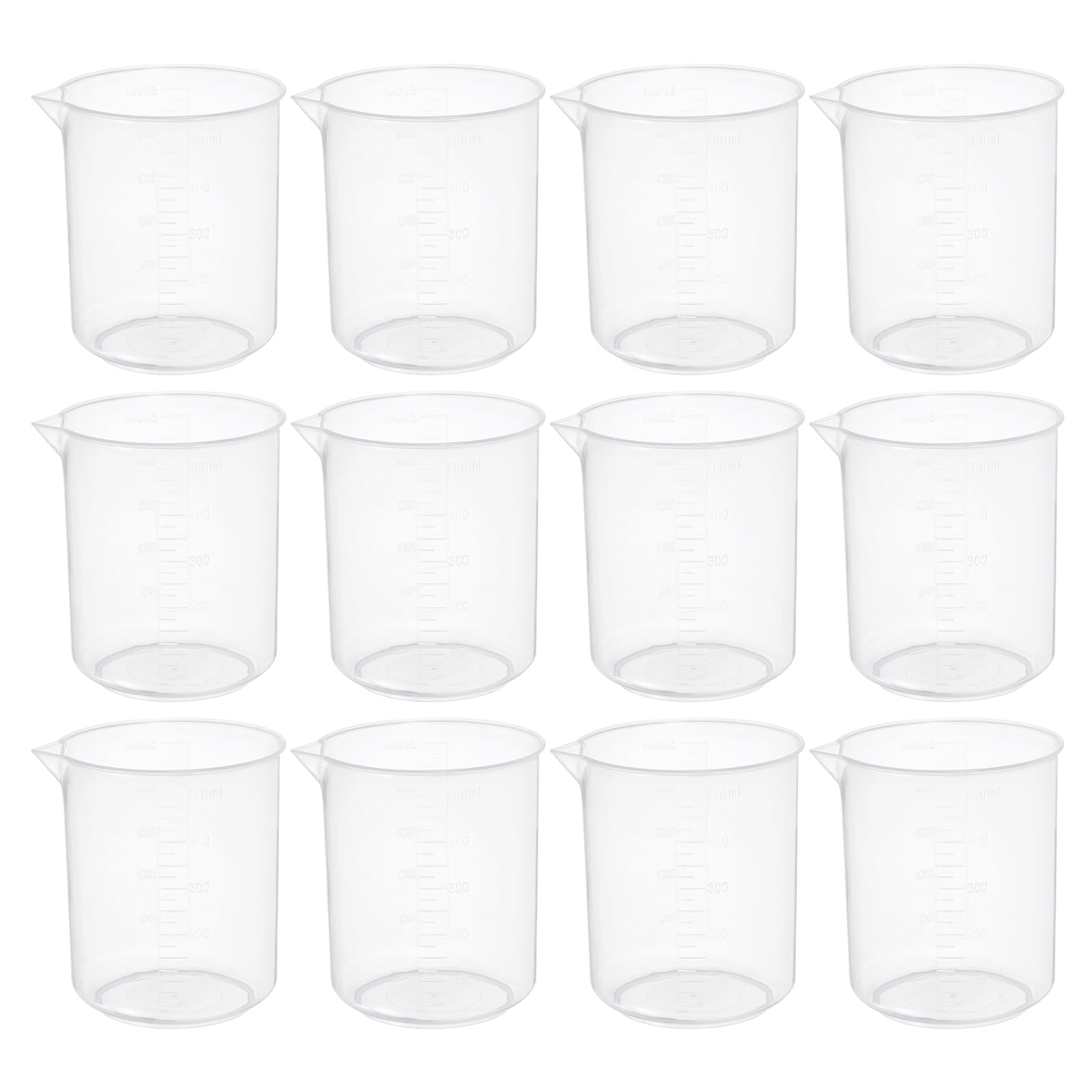 PATIKIL Vasos Medidores De 500ml, 12 Piezas Vasos De Policarbonato Graduados Con Pico Para Experimentos De Laboratorio, Repostería Y