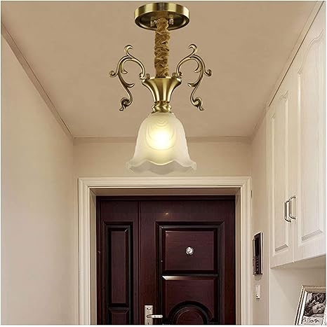 Amazon Co Jp Htl 装飾的な照明のシャンデリア 導かれたすべての銅の単一の頭の芸術の階段の通路のバルコニーの小さいシャンデリア ホーム キッチン