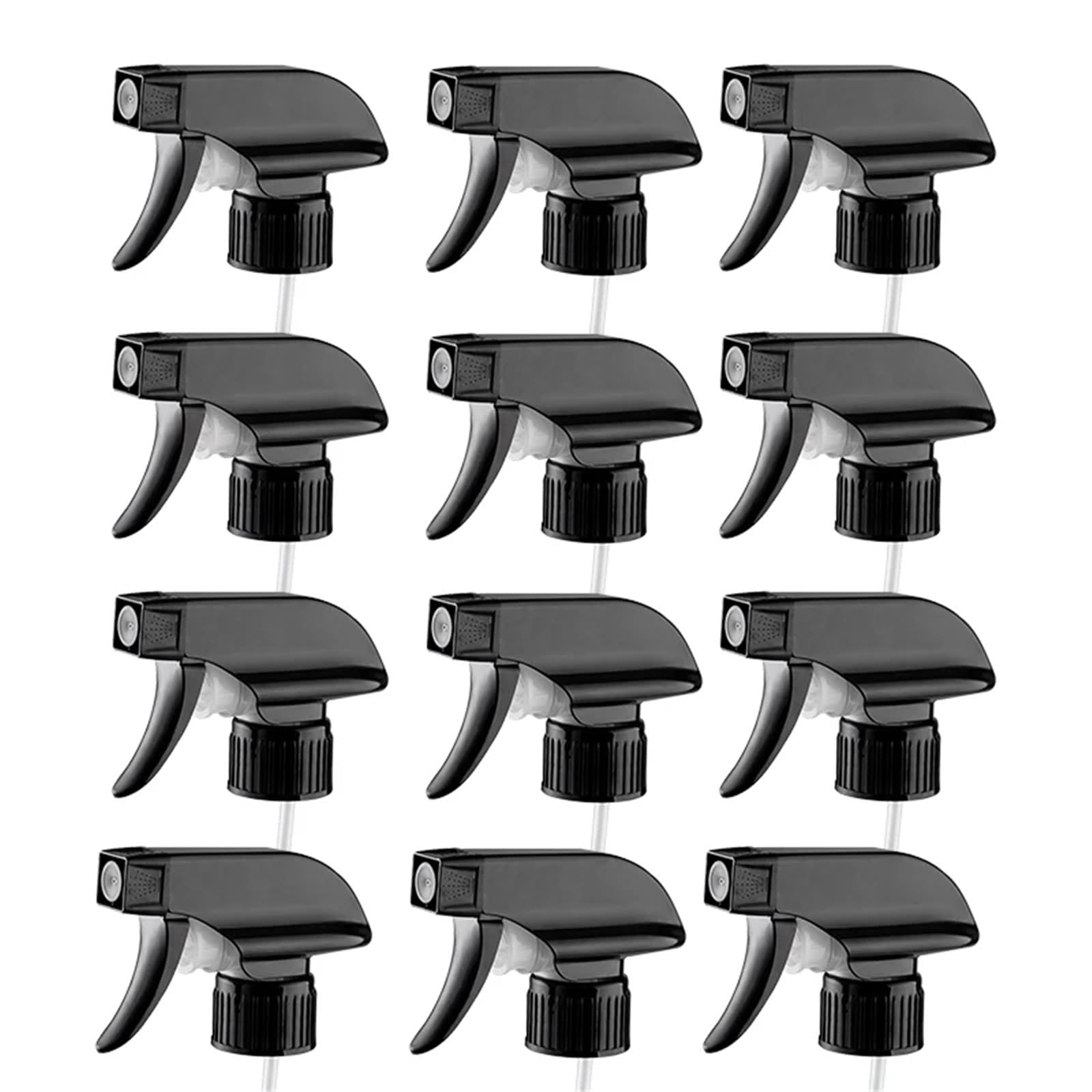 LCANALLYMS Spray bottle nozzle, 12Pcs Plastic Heavy Duty Trigger Sprayer Spray Bottle Nozzle Head(Black)