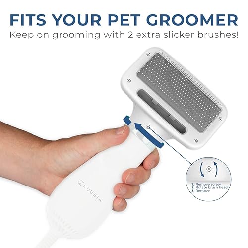 Miniatura 3 de 2 cepillos de repuesto para secador de pelo para mascotas, pasadores suaves de acero inoxidable, cabezales de cepillo de repuesto para aseo de
