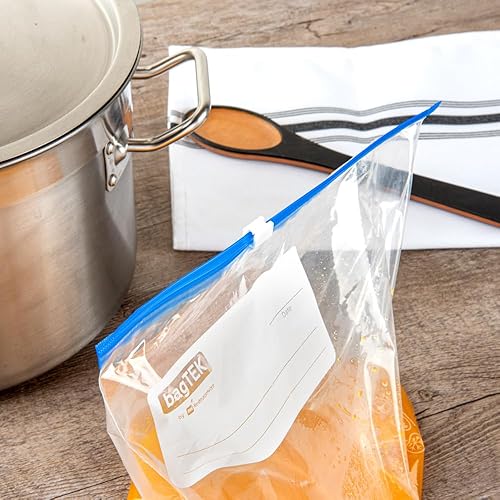 Miniatura 6 de Restaurantware -Bag Tek - Bolsas deslizantes para congelador de 1 galón, 25 bolsas desechables con cremallera - Cremallera deslizante, fondo